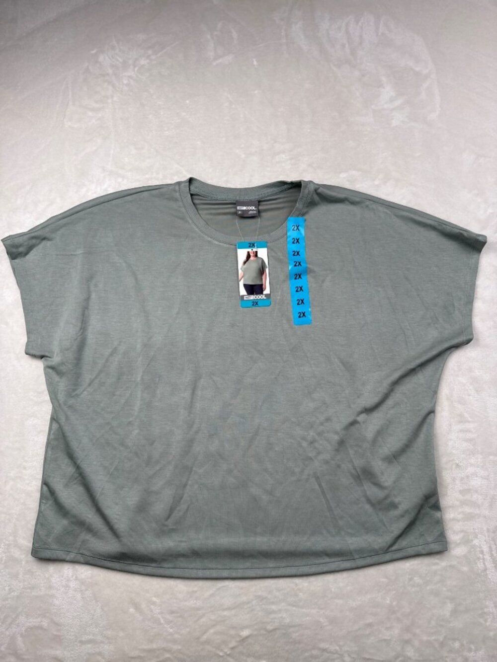 32 Degrees Cool Womens Green Short Sleeve T-Shirt 2X Lightweight Rayon Blend